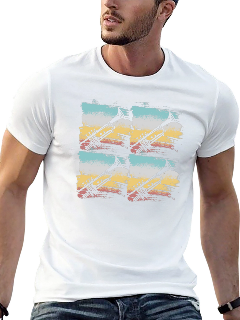Retro Trumpet Graphic Tee - Black