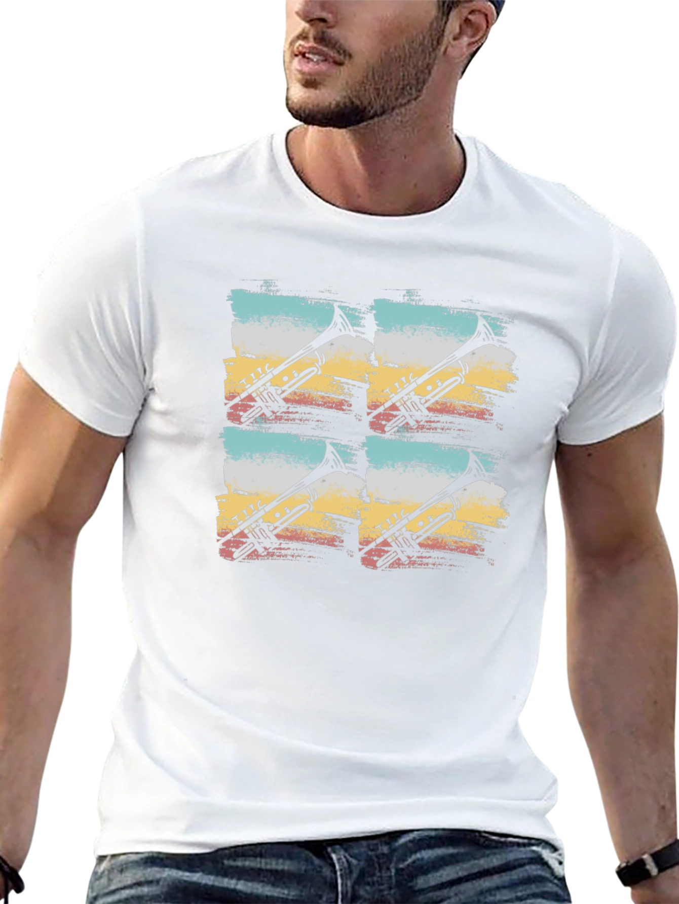 Retro Trumpet Graphic Tee - Black