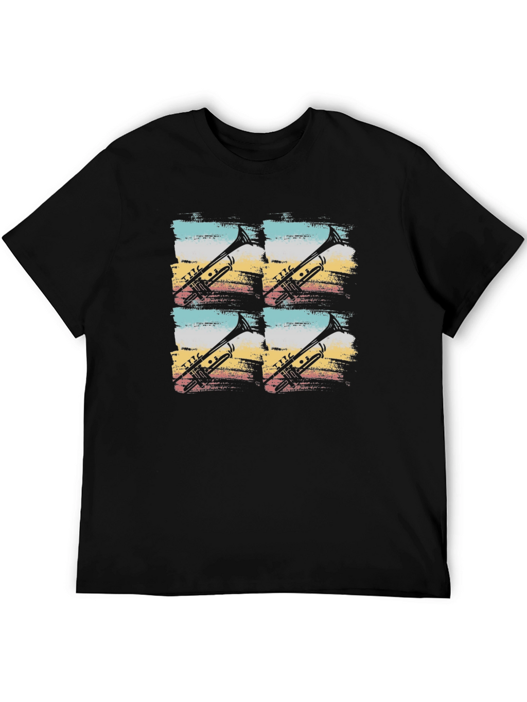 Retro Trumpet Graphic Tee - Black