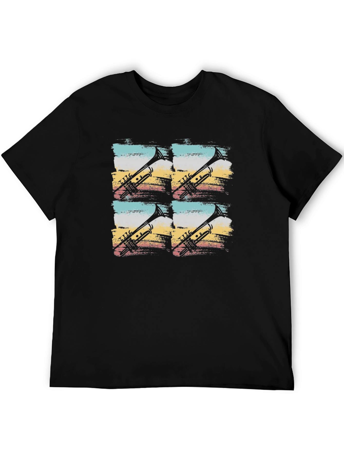 Retro Trumpet Graphic Tee - Black
