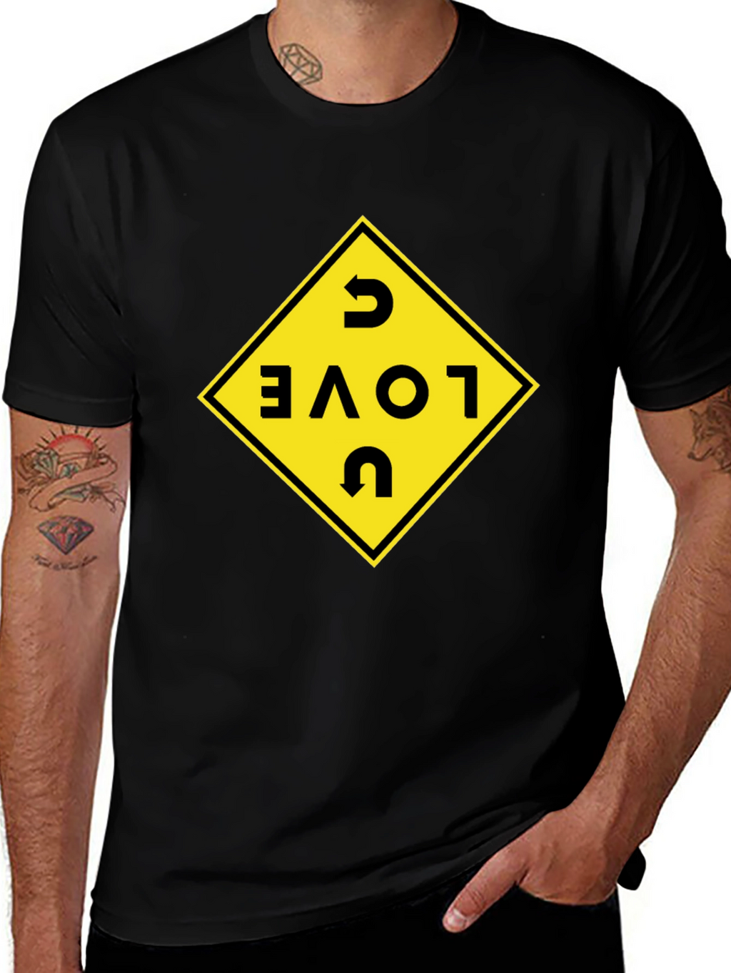 I Love U Black T-Shirt with Graphic