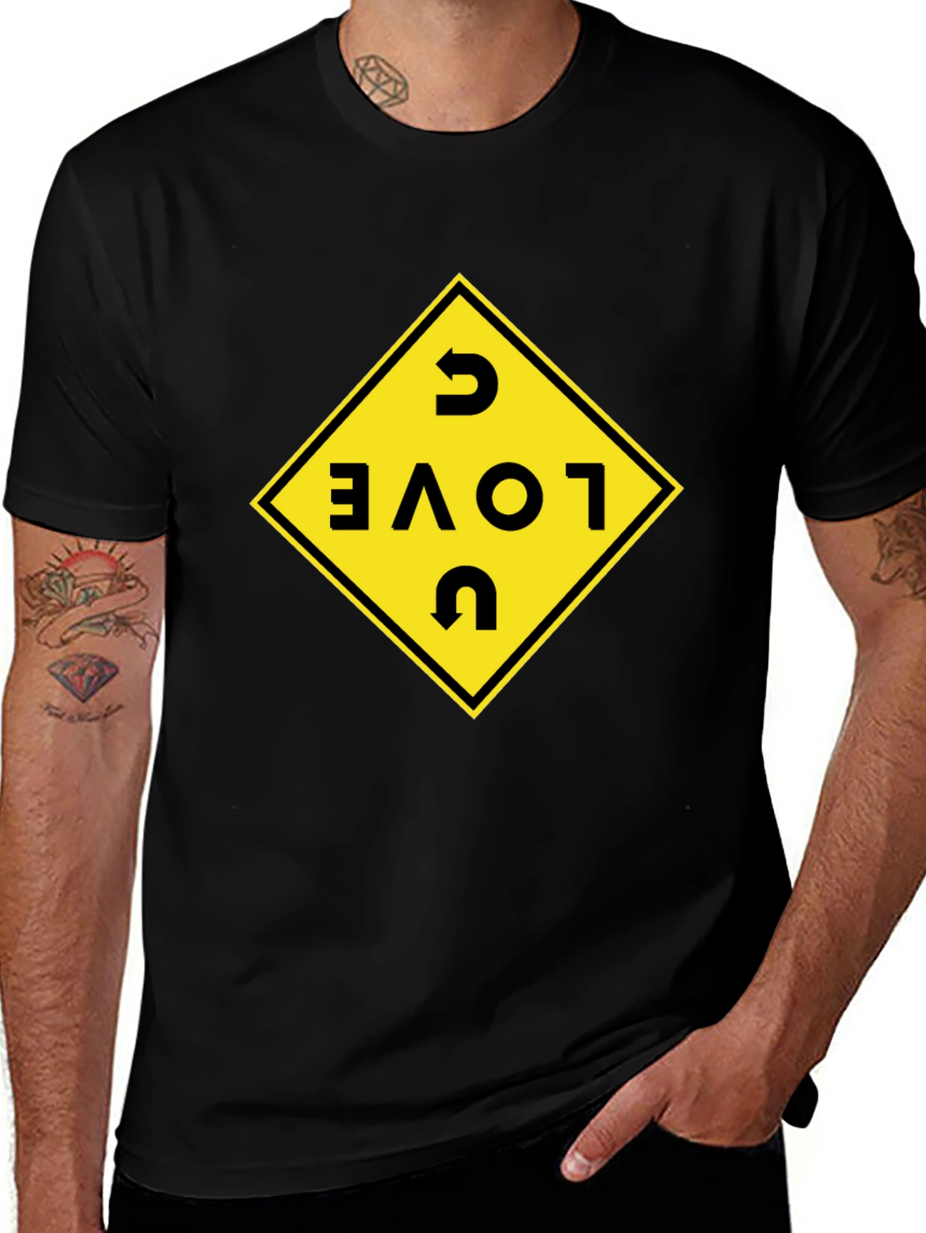 I Love U Black T-Shirt with Graphic