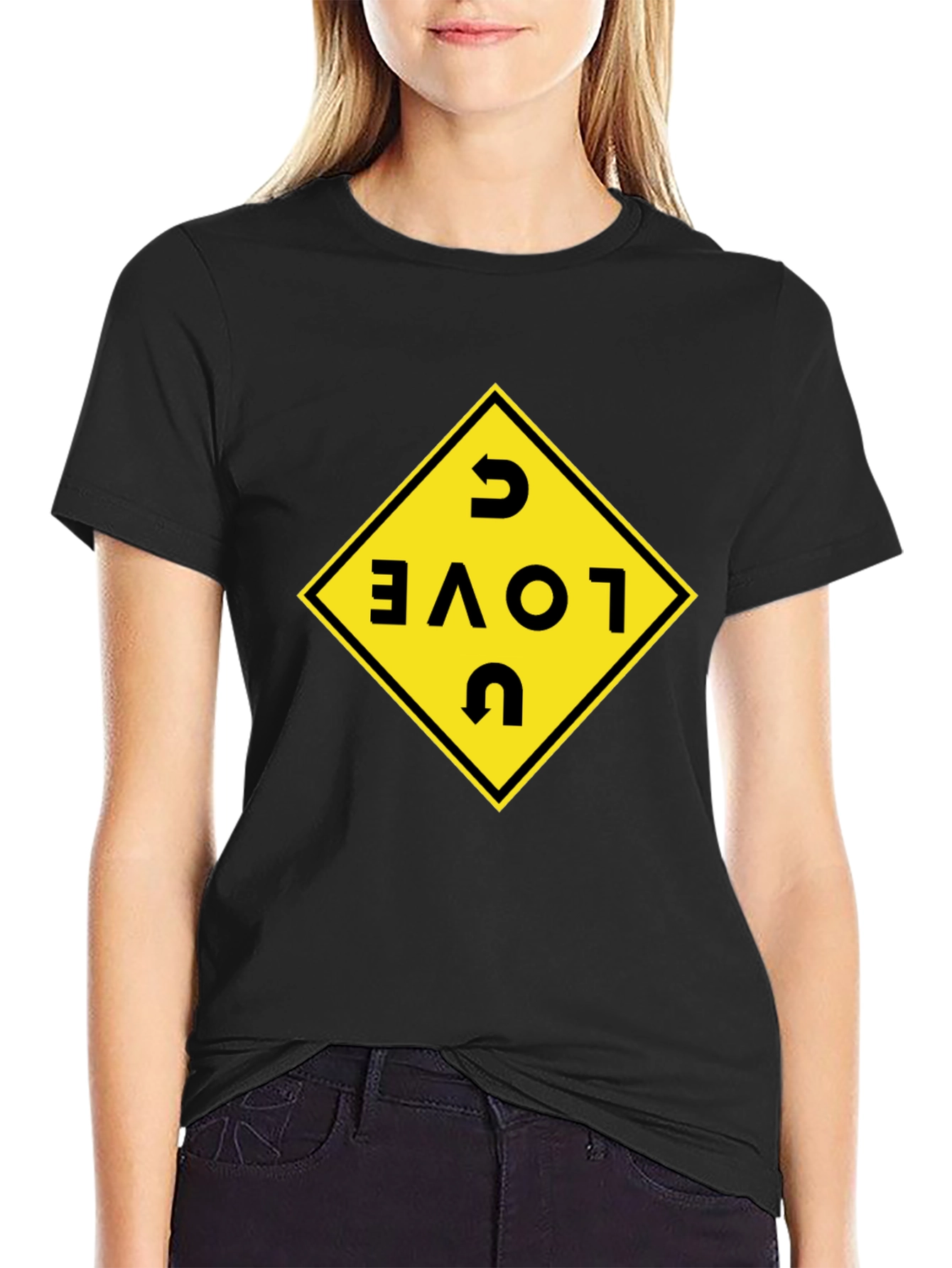 I Love U Black T-Shirt with Graphic