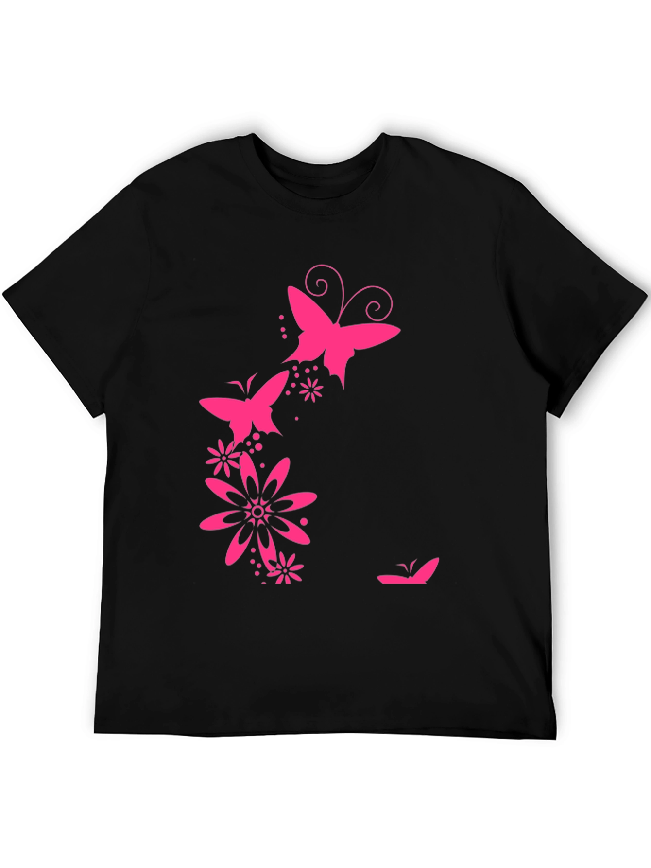 Butterfly Floral Graphic Tee - Black Casual Shirt