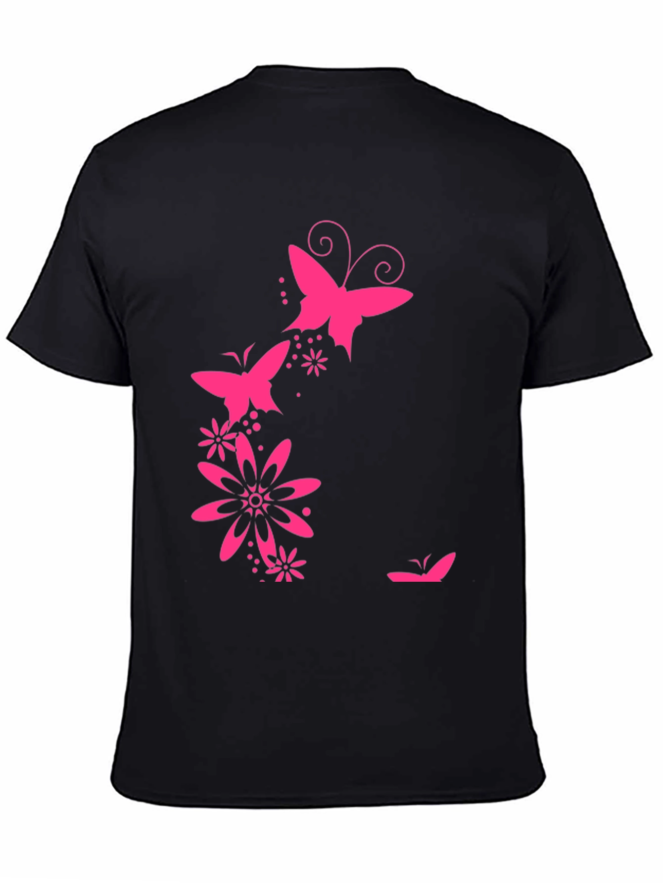 Butterfly Floral Graphic Tee - Black Casual Shirt