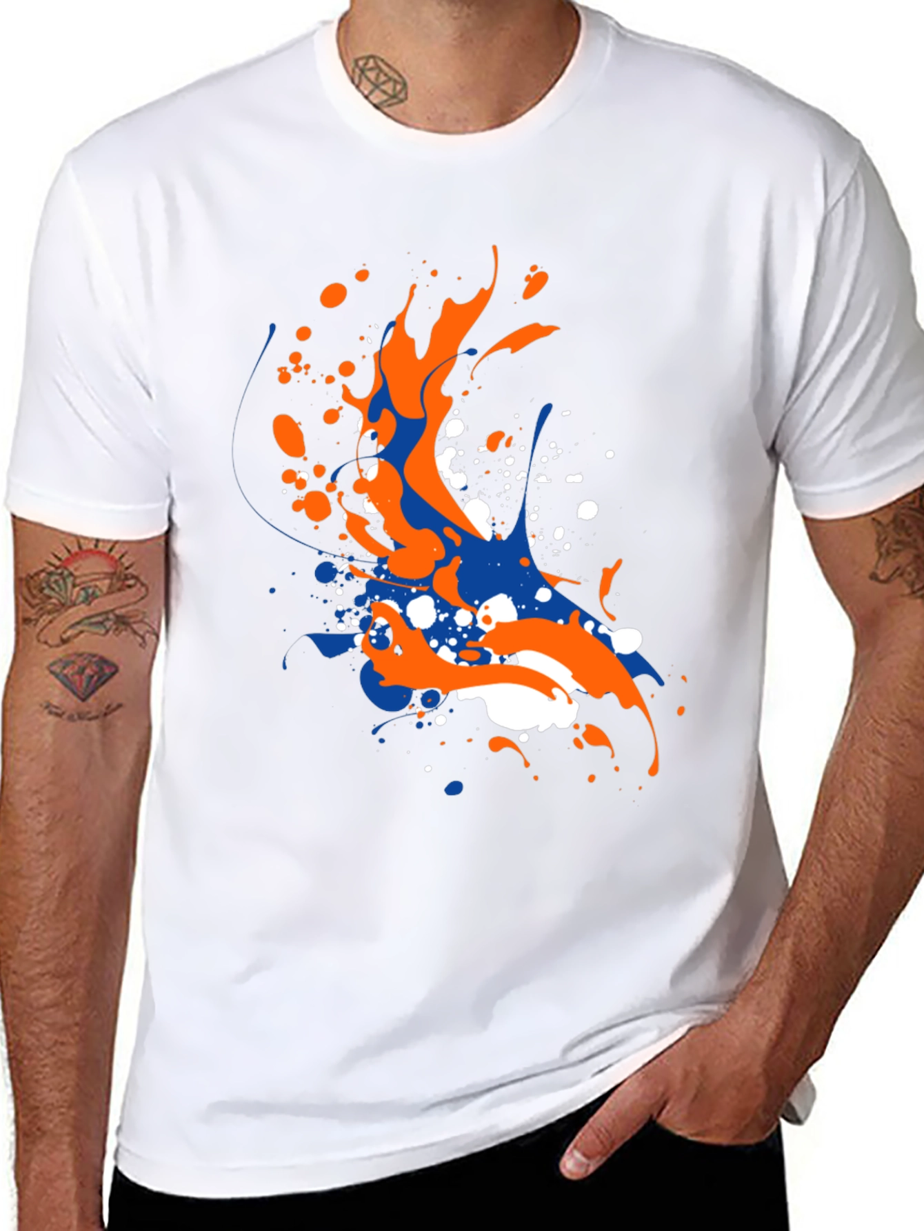 Abstract Splatter Graphic Mens Black T-Shirt