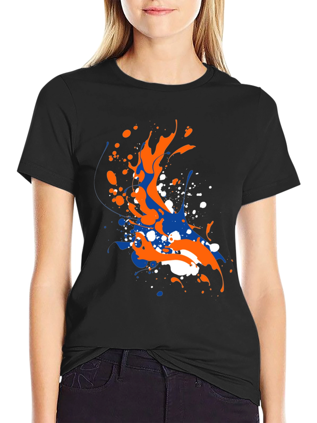 Abstract Splatter Graphic Mens Black T-Shirt