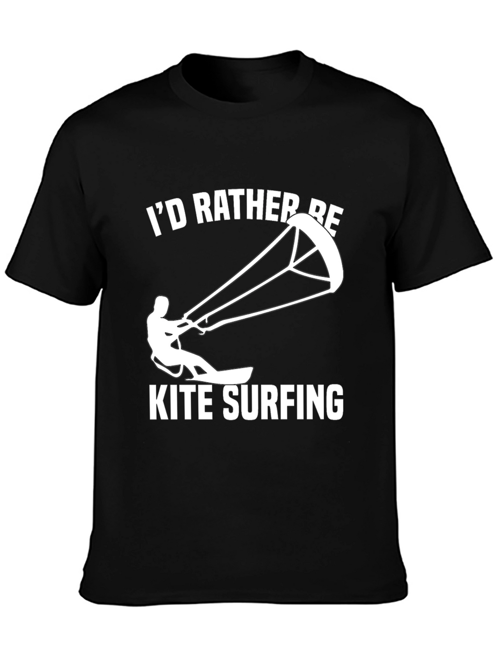 Kite Surfing Black T-Shirt: Id Rather Be Kite Surfing
