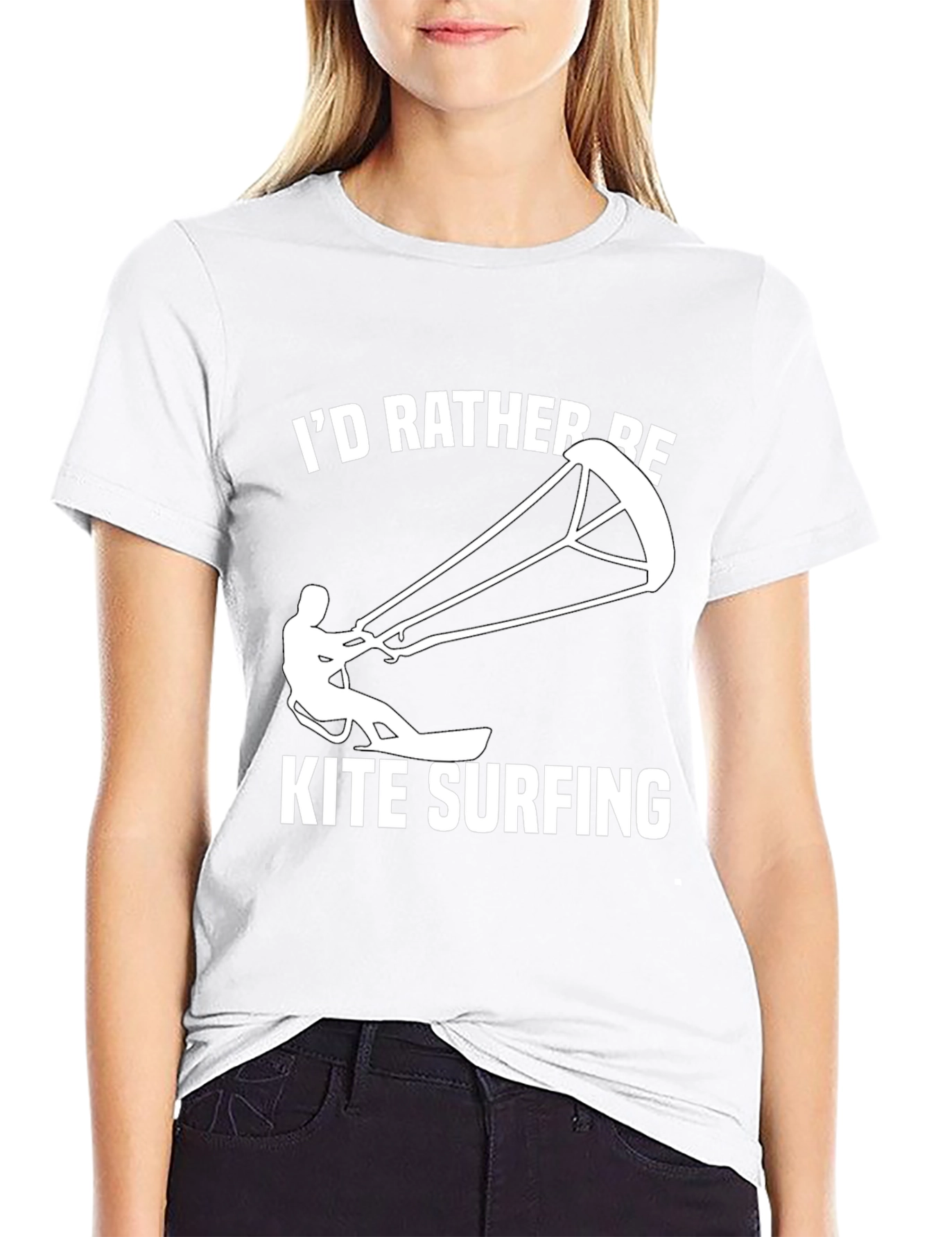 Kite Surfing Black T-Shirt: Id Rather Be Kite Surfing