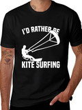 Kite Surfing Black T-Shirt: Id Rather Be Kite Surfing