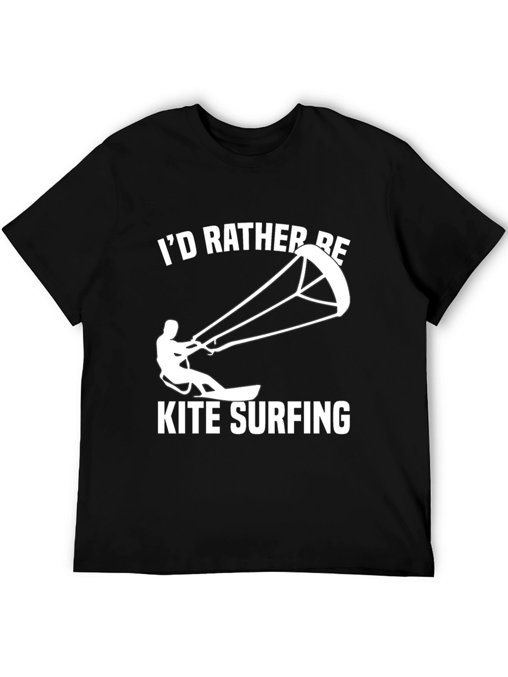 Kite Surfing Black T-Shirt: Id Rather Be Kite Surfing