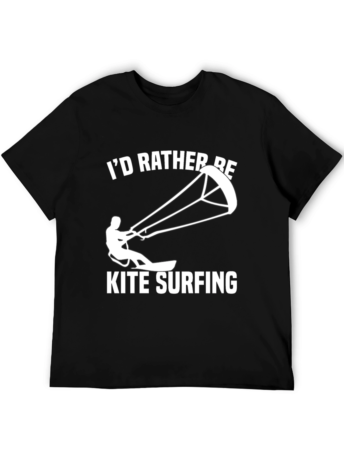Kite Surfing Black T-Shirt: Id Rather Be Kite Surfing