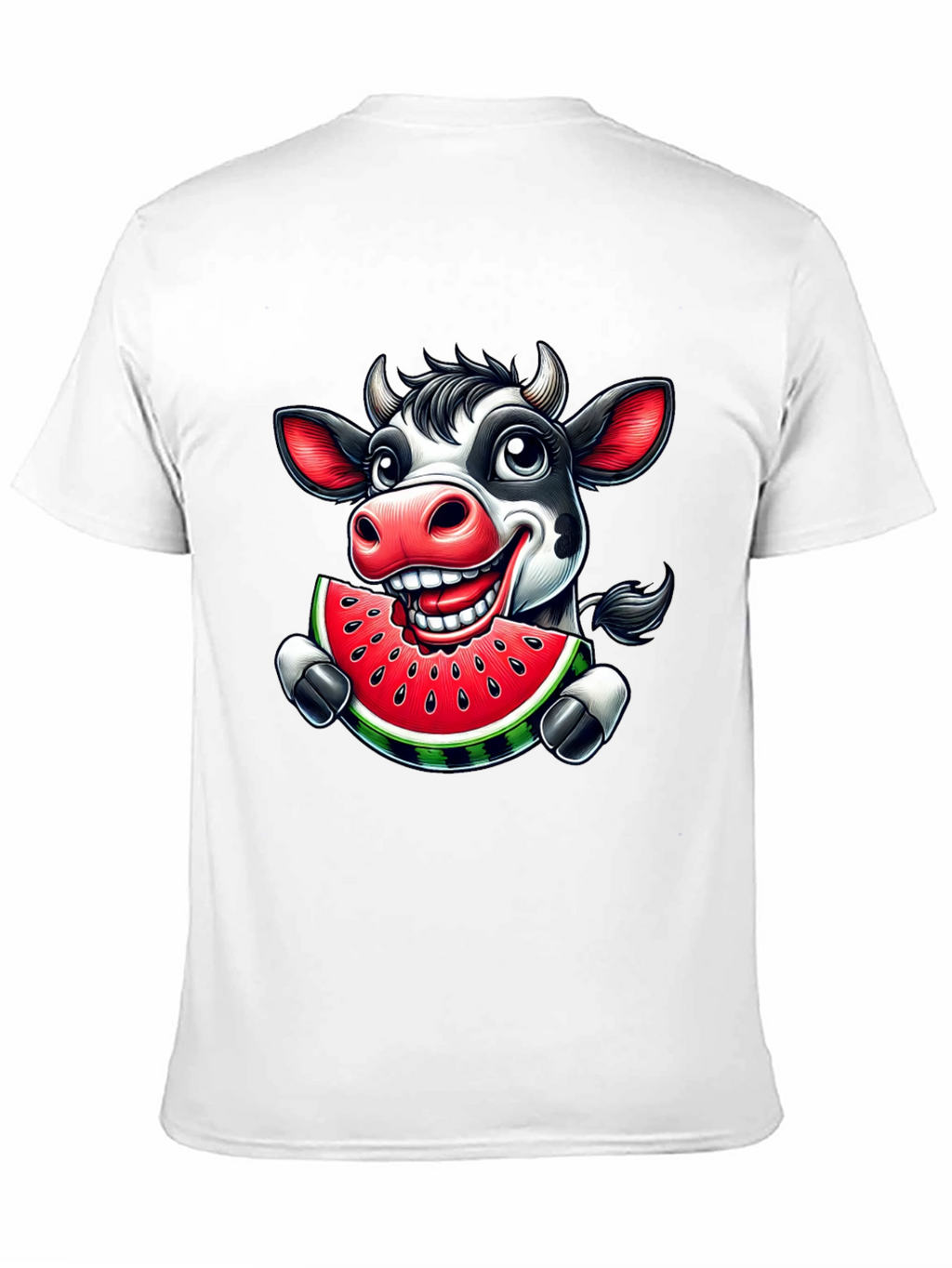 Cartoon Cow Watermelon Black Graphic Tee