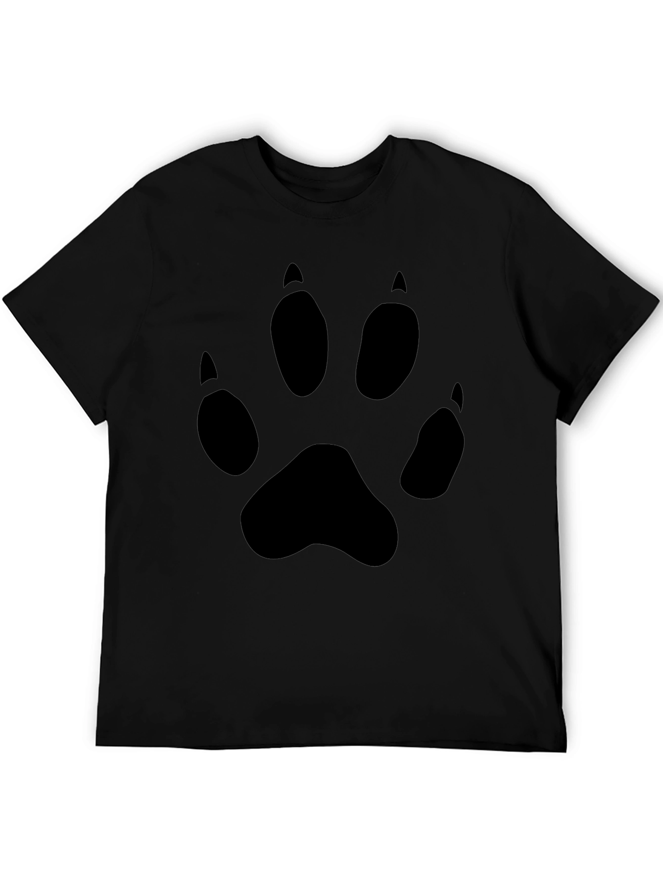 Black T-Shirt with Animal Paw Print Design