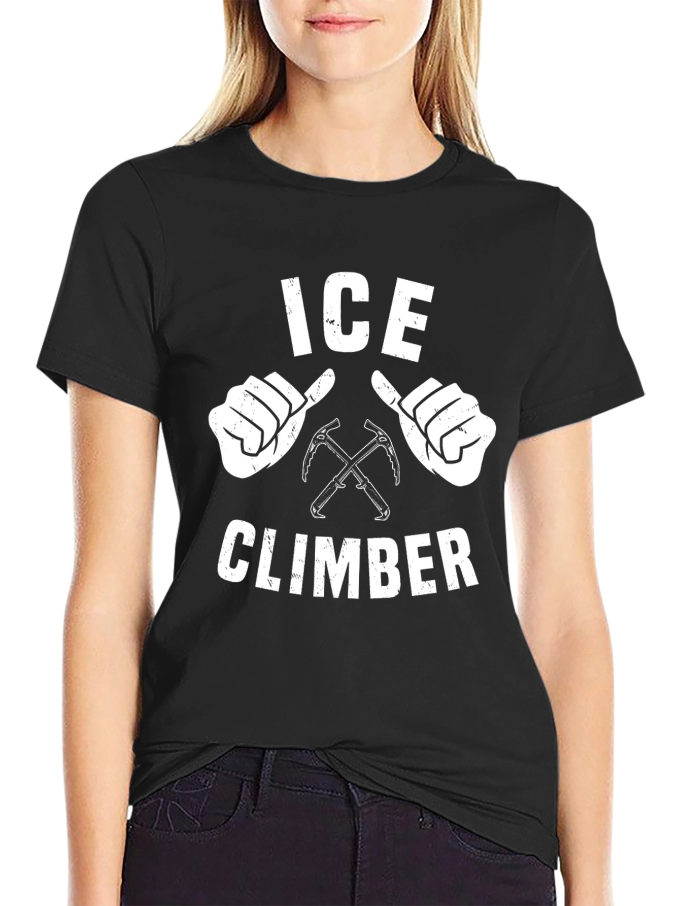 Ice Climber Graphic Tee - Black Cotton Blend