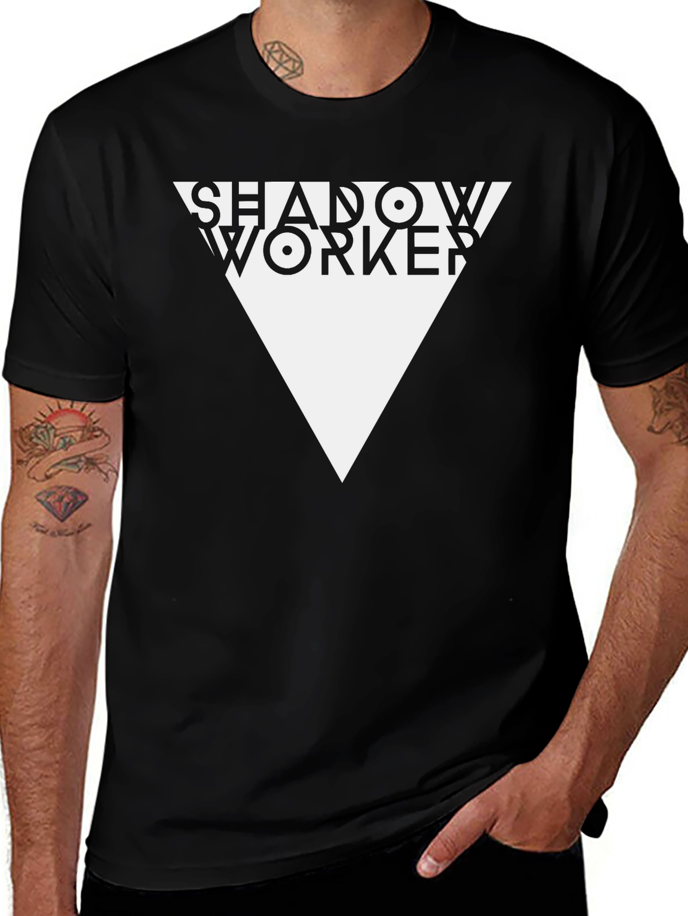 Shadow Worker Graphic Tee - Black Cotton T-Shirt
