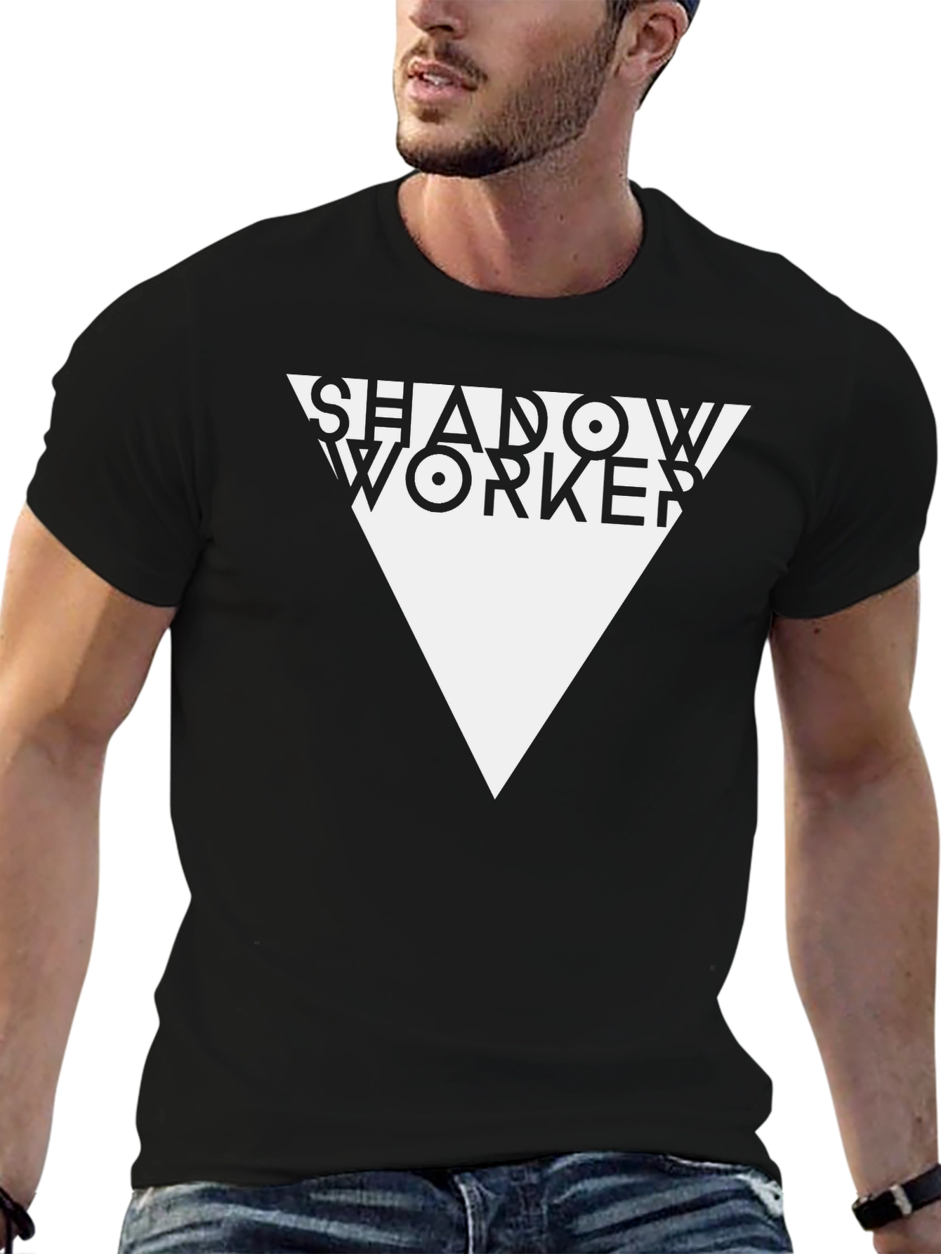 Shadow Worker Graphic Tee - Black Cotton T-Shirt