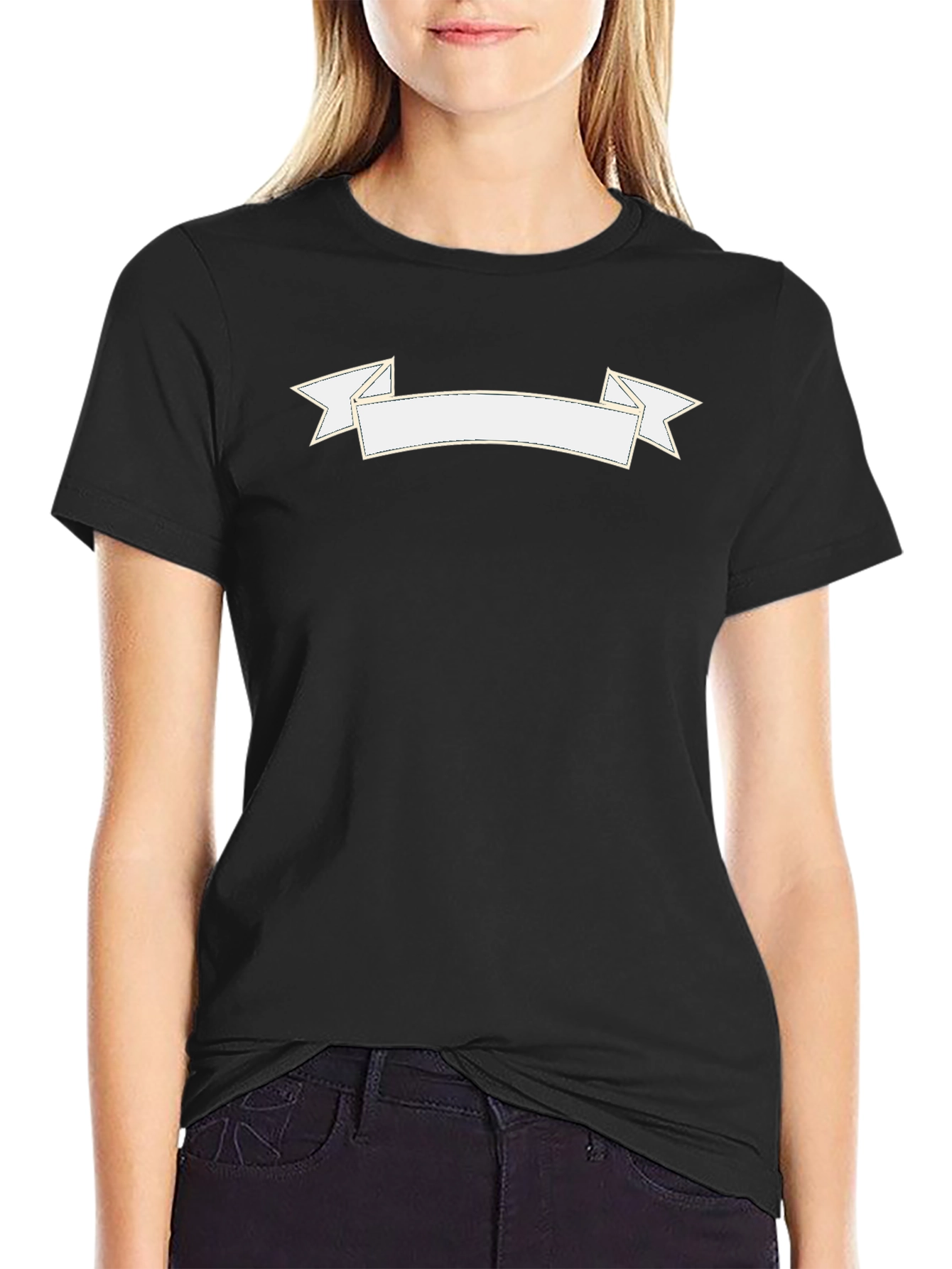 Black Graphic Tee with Customizable Banner