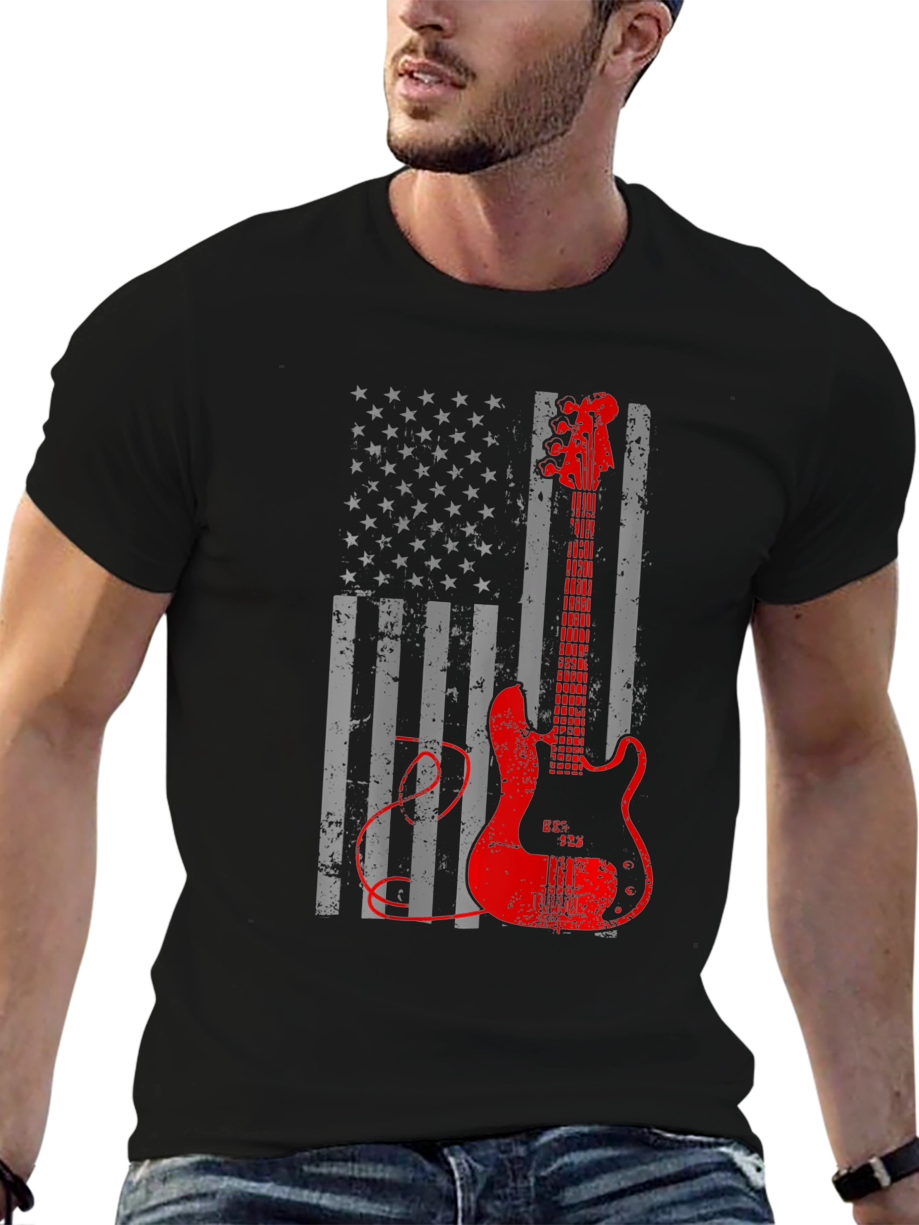 American Flag Guitar T-Shirt