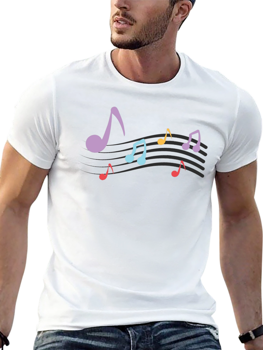 Musical Note Graphic T-Shirt - Stylish Black Tee
