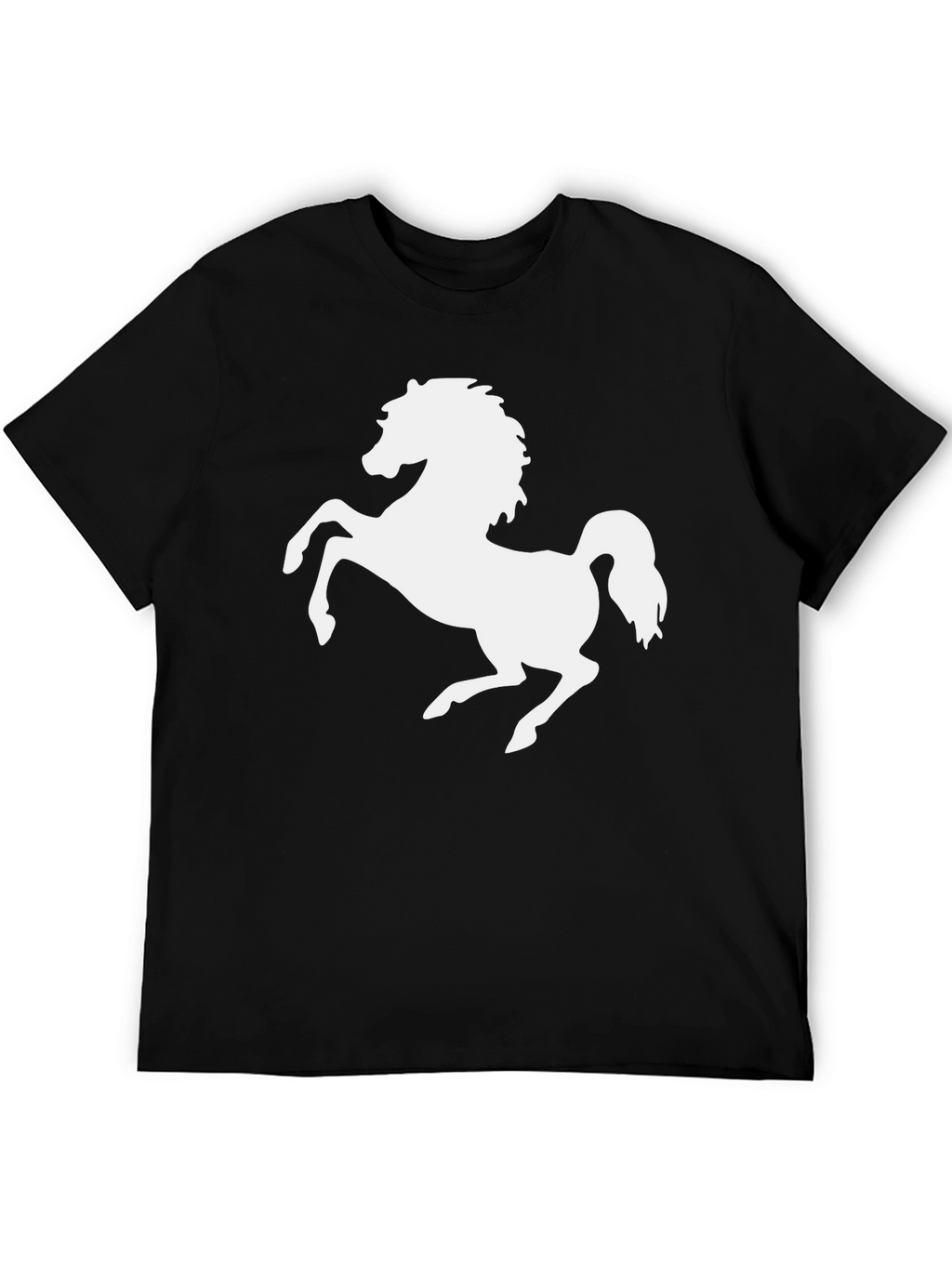 Black T-Shirt with White Horse Graphic