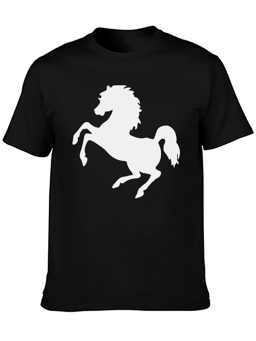 Black T-Shirt with White Horse Graphic