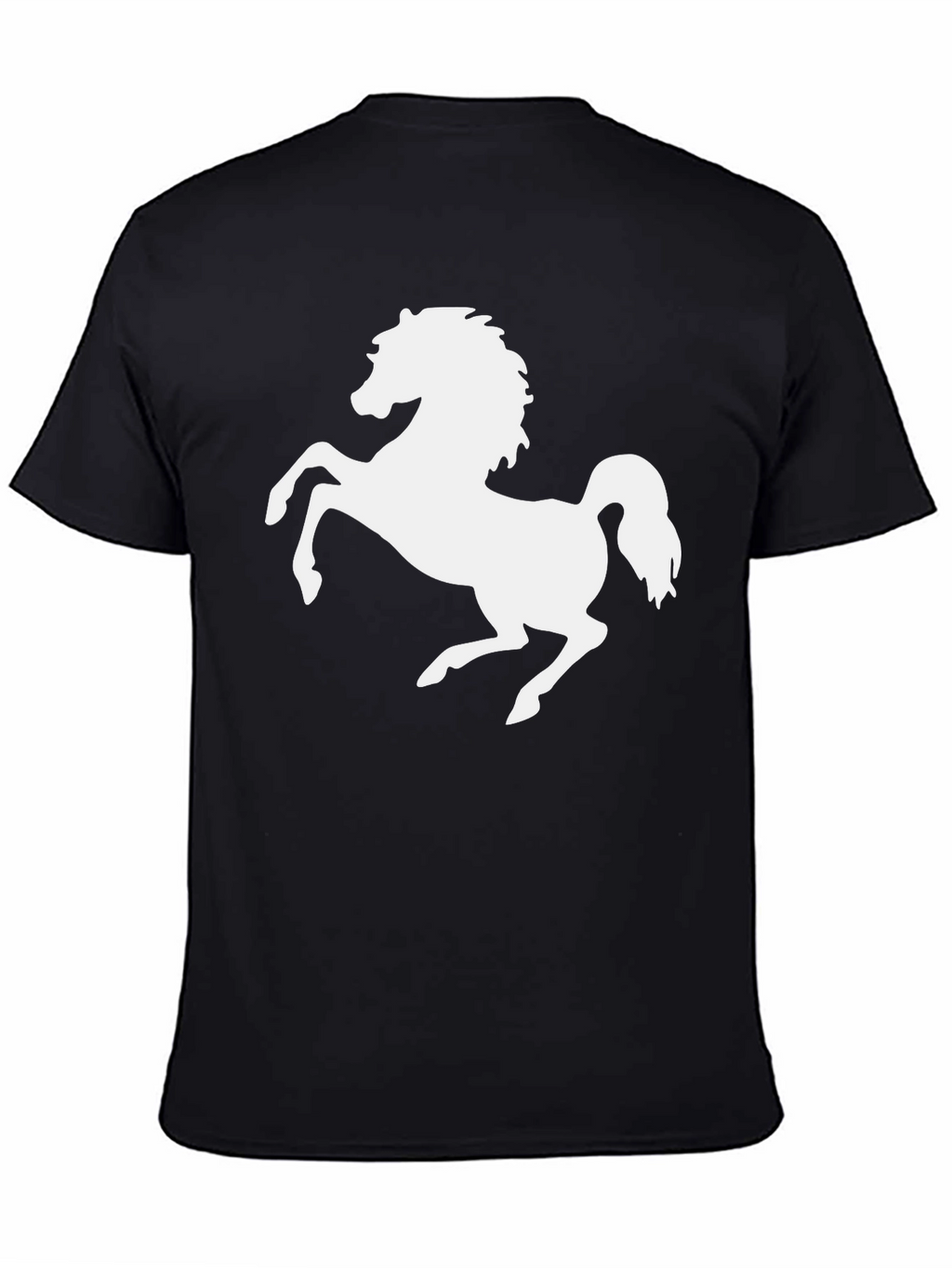 Black T-Shirt with White Horse Graphic