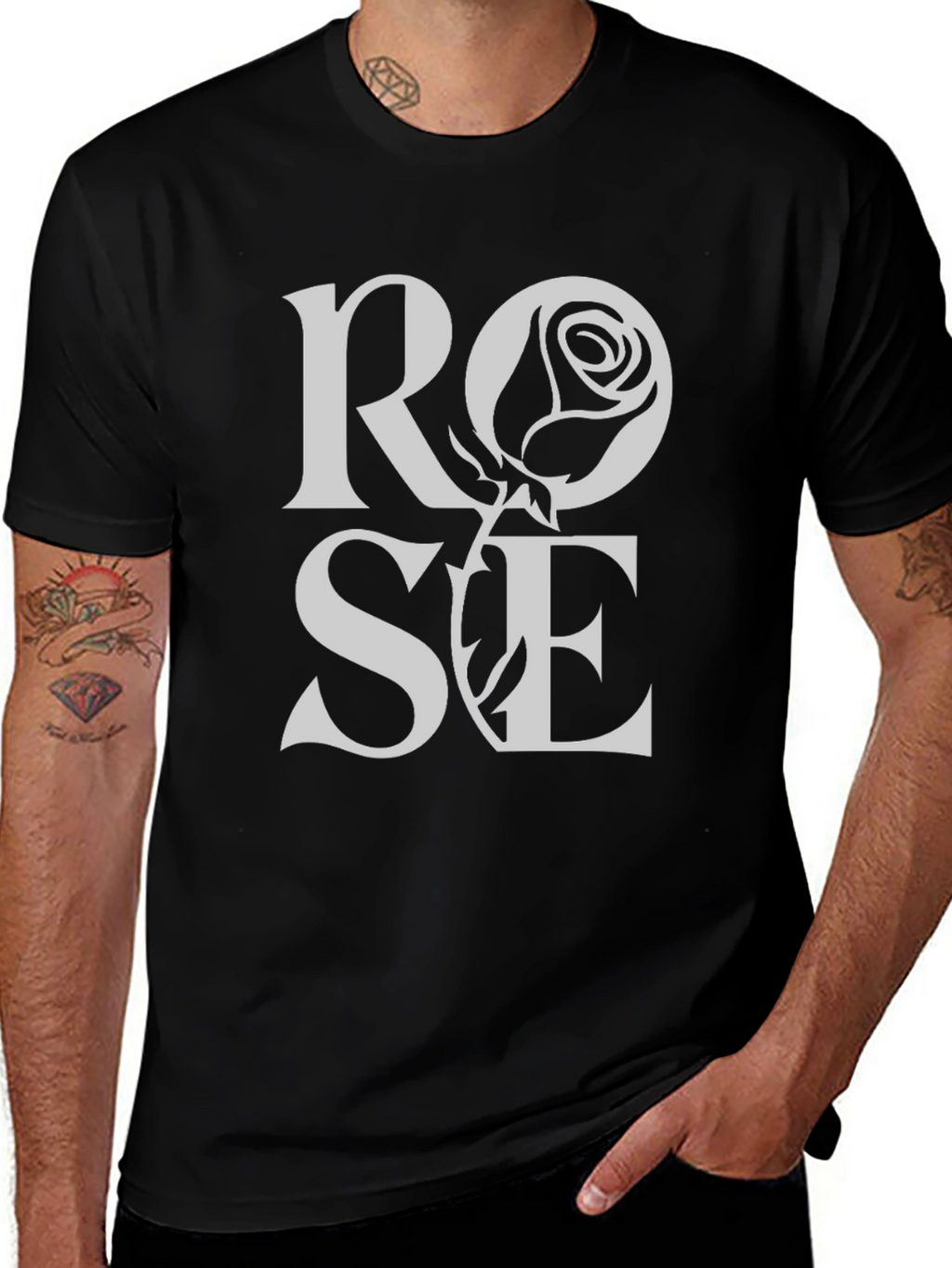 Black ROSE Graphic Tee for Men