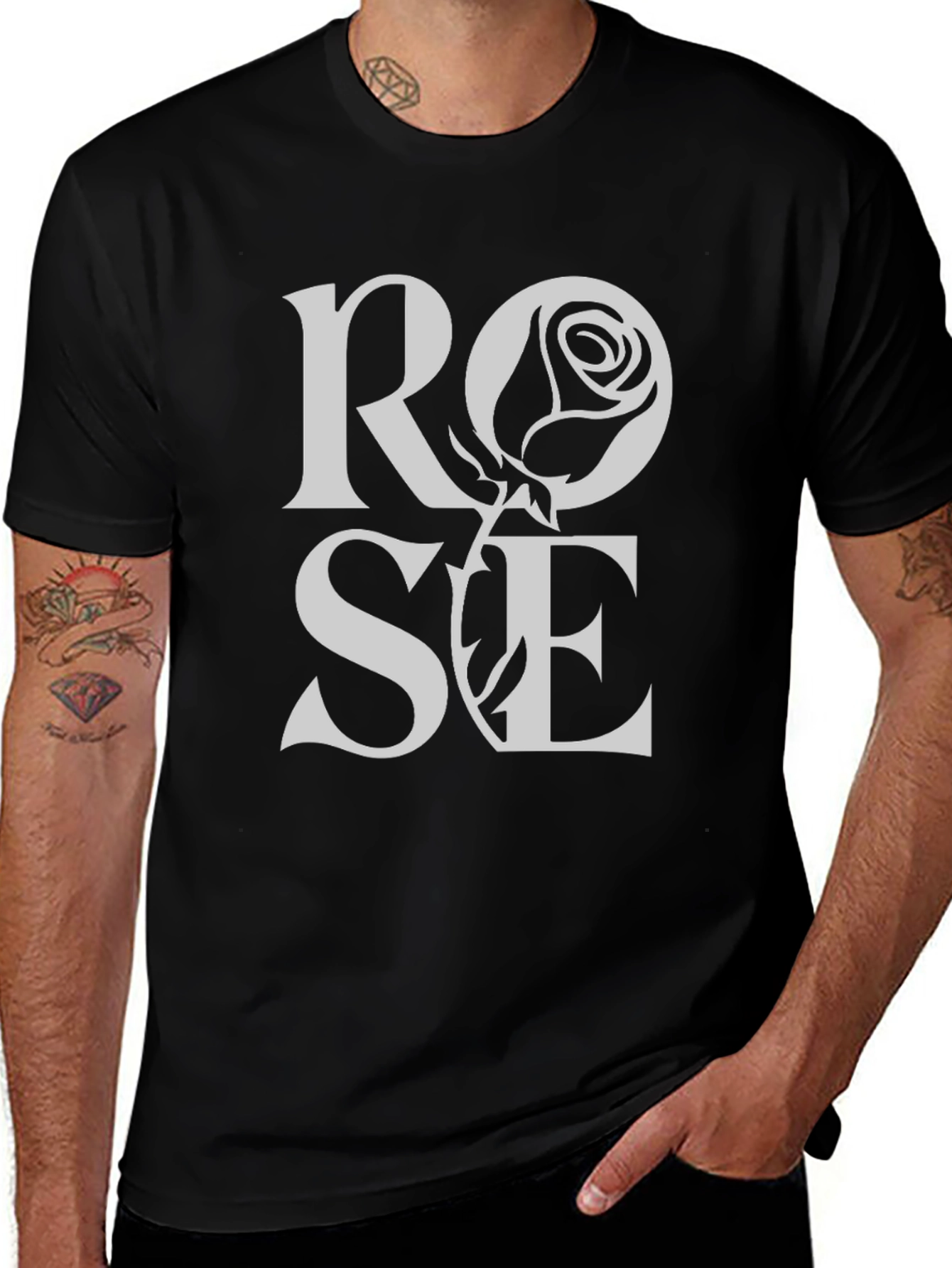 Black ROSE Graphic Tee for Men