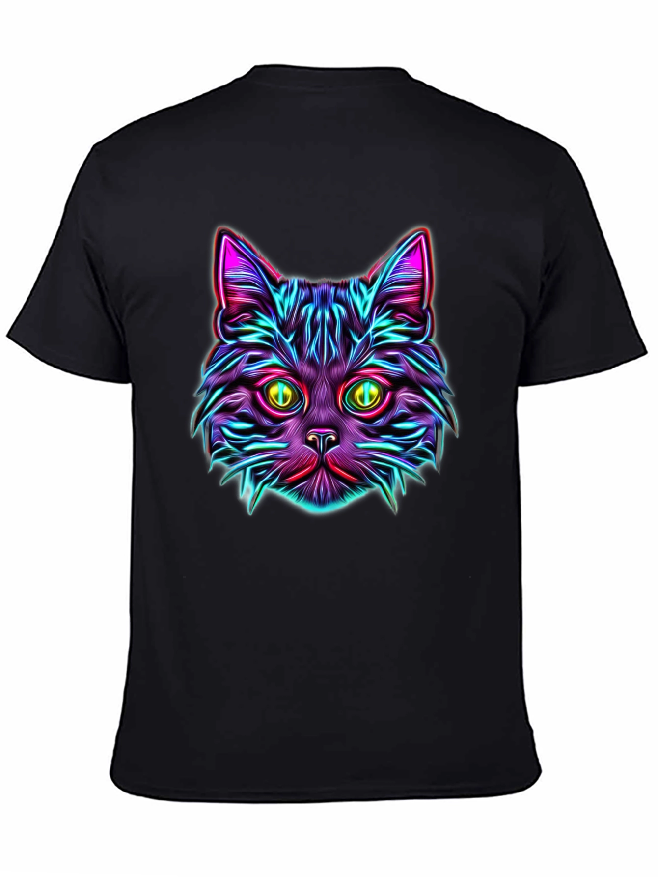 Neon Cat Graphic Tee - Vibrant Unisex T-Shirt