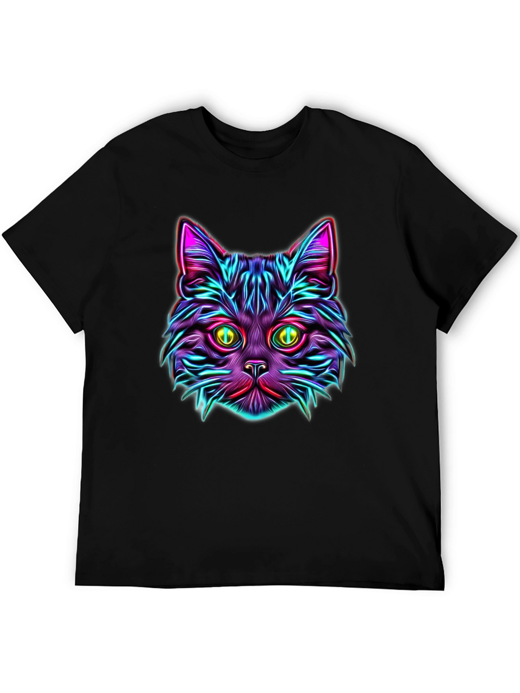 Neon Cat Graphic Tee - Vibrant Unisex T-Shirt