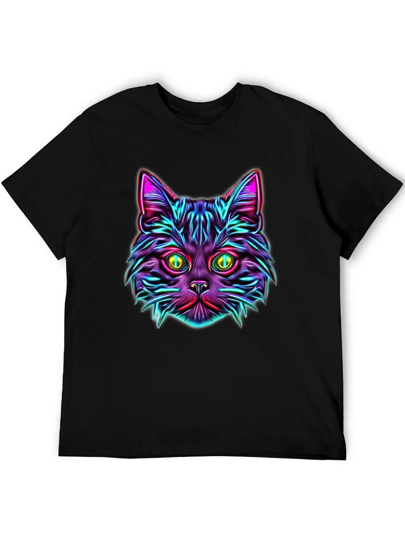 Neon Cat Graphic Tee - Vibrant Unisex T-Shirt