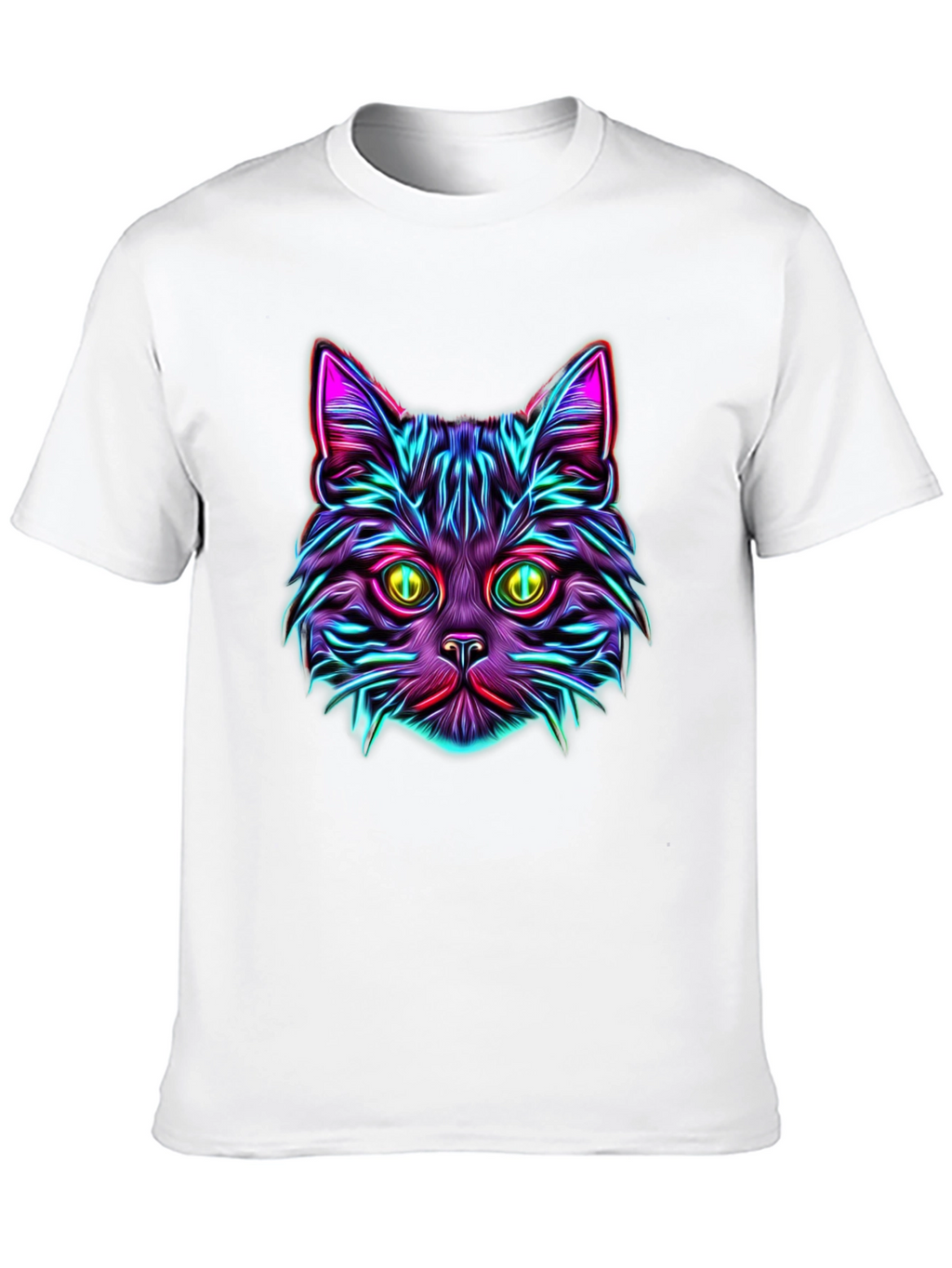 Neon Cat Graphic Tee - Vibrant Unisex T-Shirt