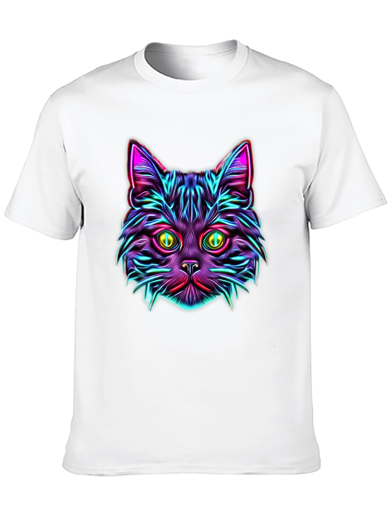 Neon Cat Graphic Tee - Vibrant Unisex T-Shirt