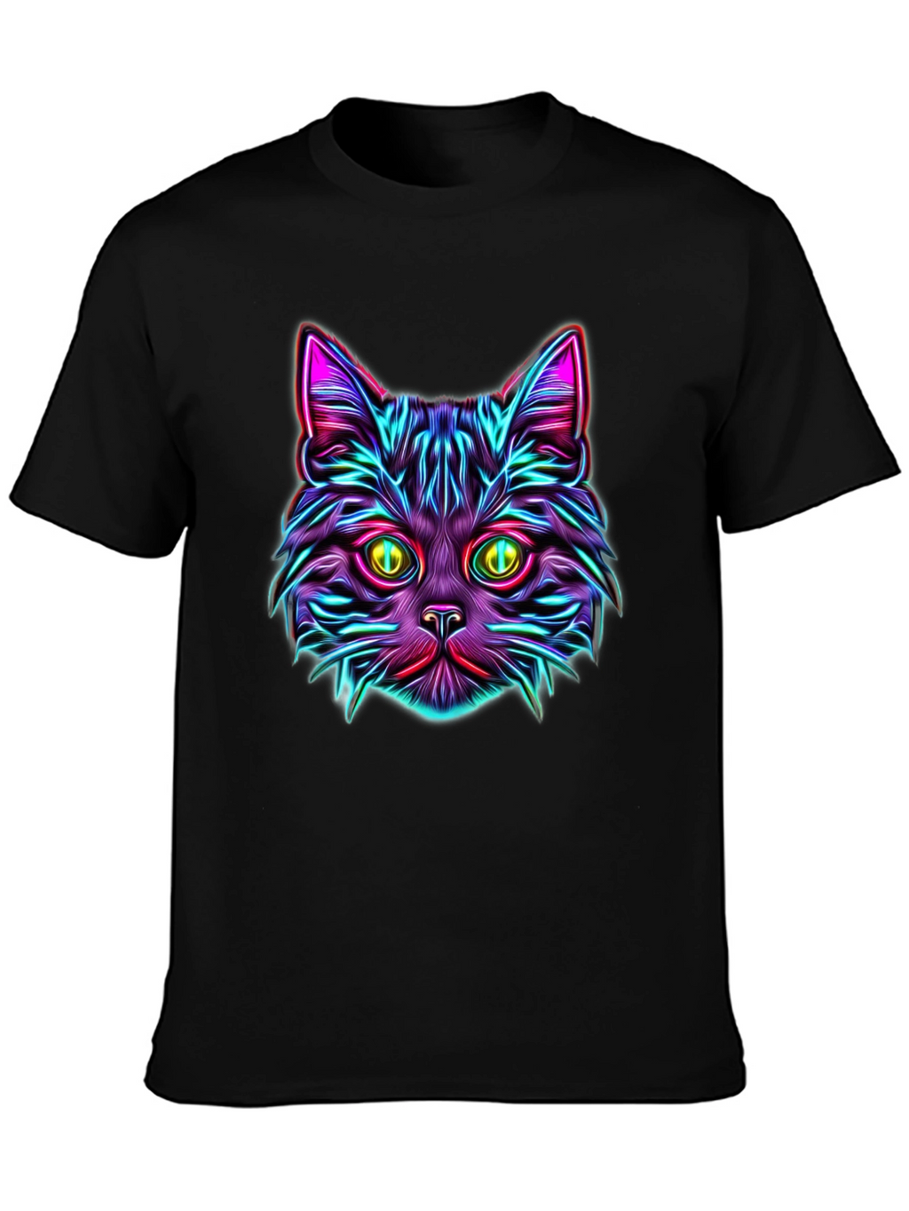 Neon Cat Graphic Tee - Vibrant Unisex T-Shirt