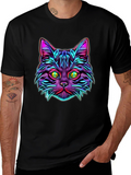 Neon Cat Graphic Tee - Vibrant Unisex T-Shirt