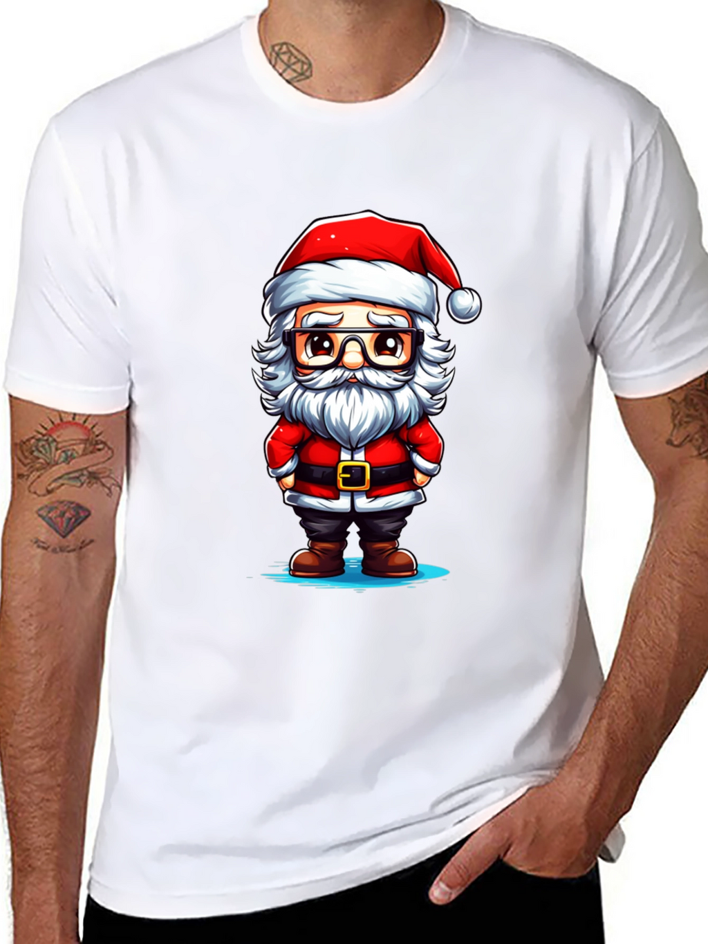 Cartoon Santa Graphic Tee - Holiday Cheer!