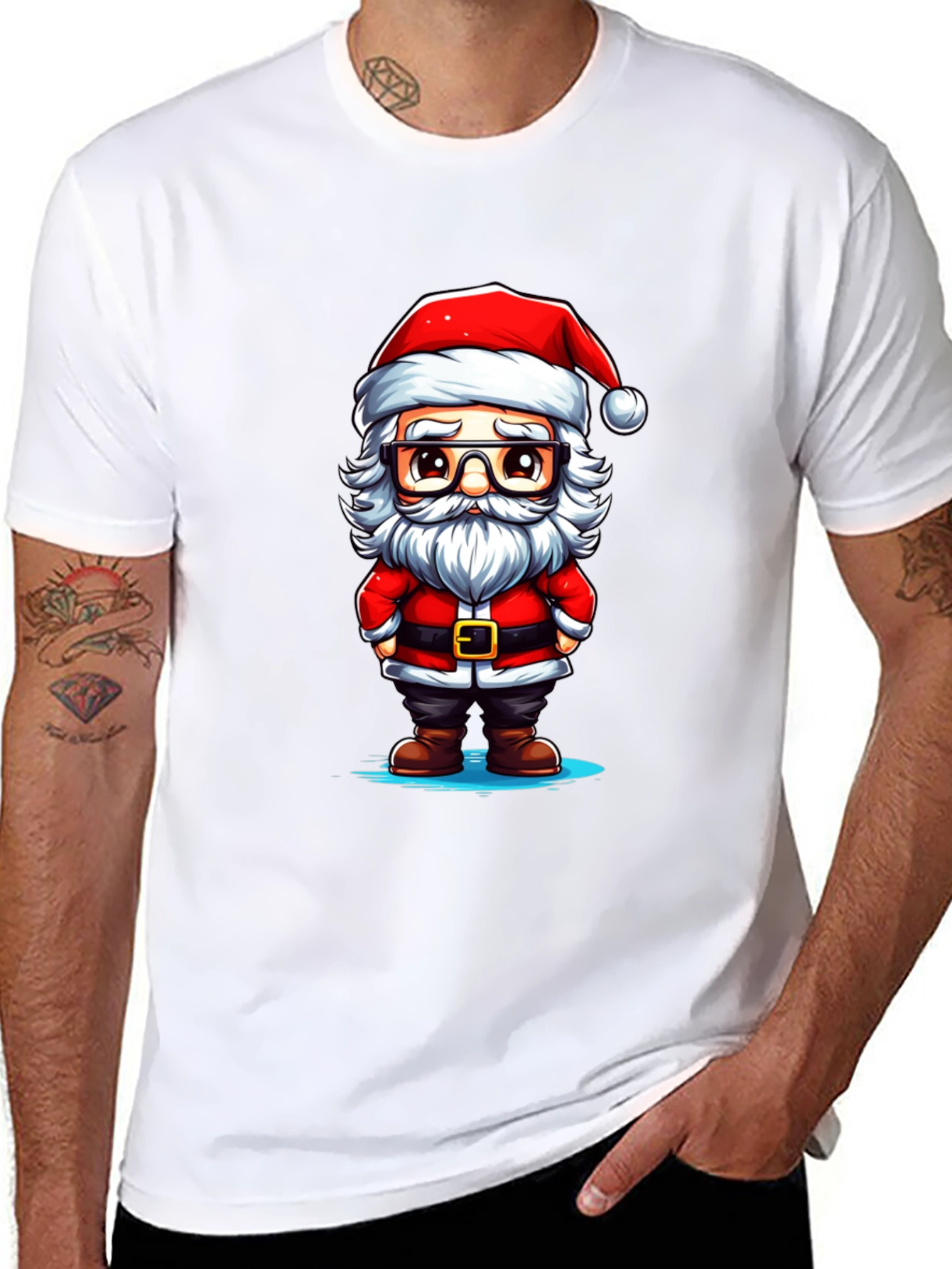 Cartoon Santa Graphic Tee - Holiday Cheer!