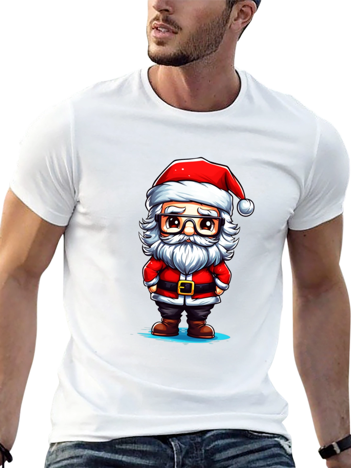 Cartoon Santa Graphic Tee - Holiday Cheer!