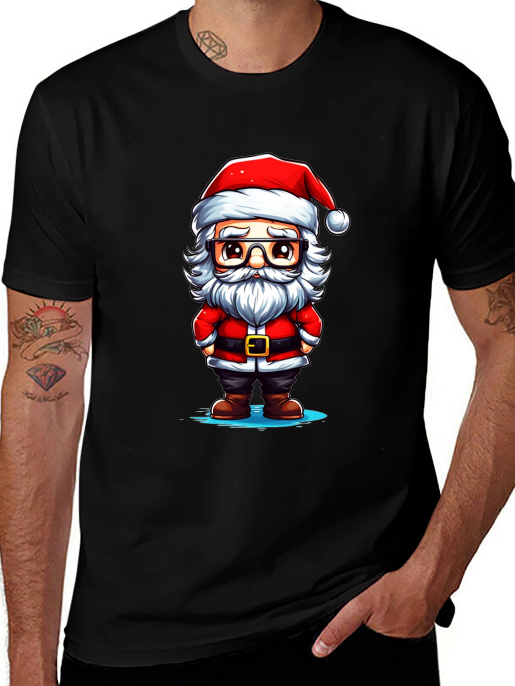 Cartoon Santa Graphic Tee - Holiday Cheer!