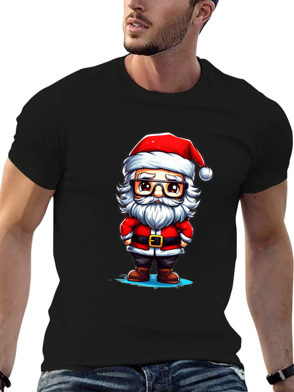 Cartoon Santa Graphic Tee - Holiday Cheer!