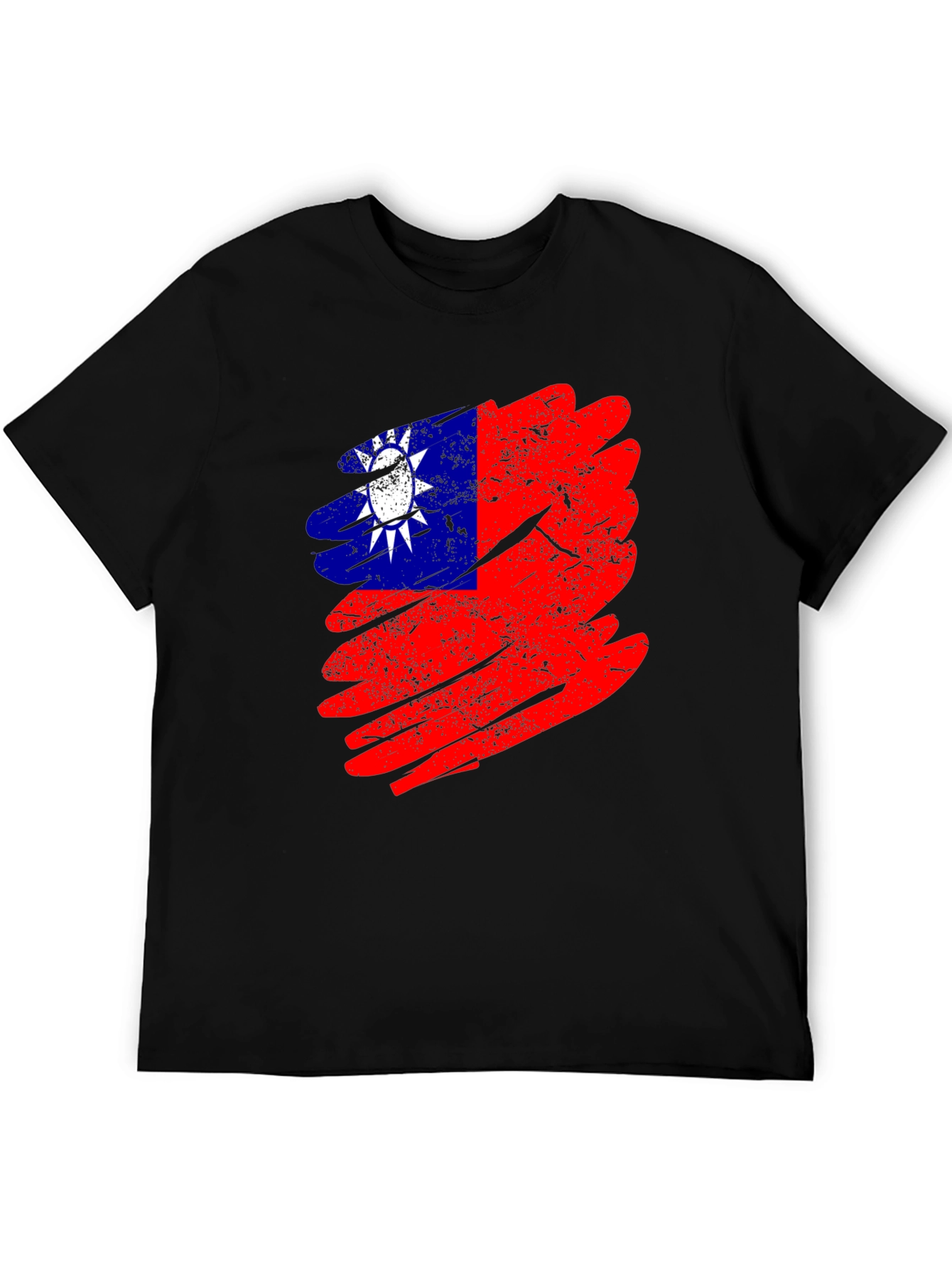 Taiwan Flag Grunge Style Mens Black T-Shirt