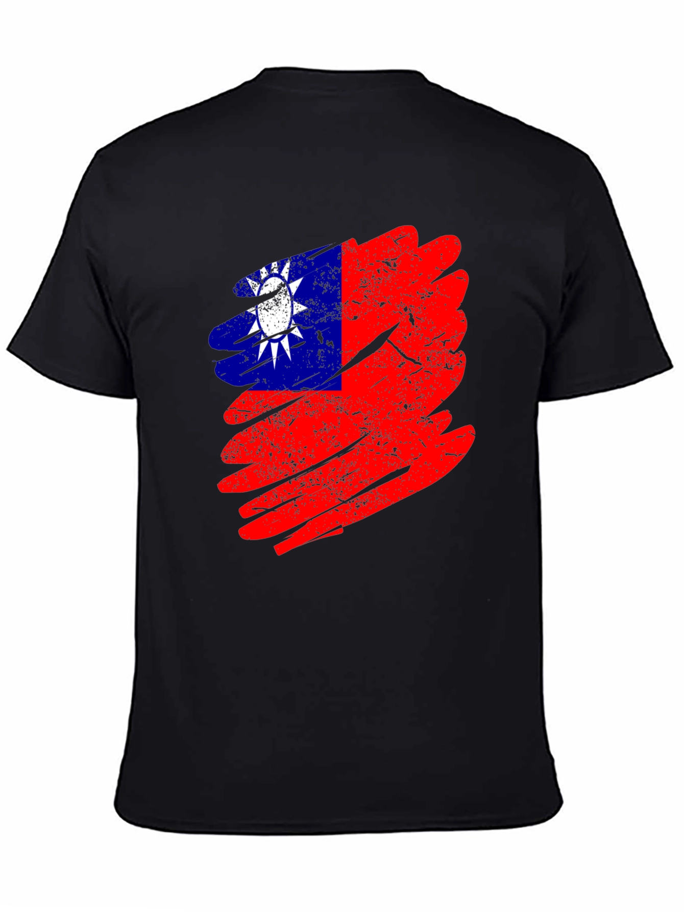 Taiwan Flag Grunge Style Mens Black T-Shirt