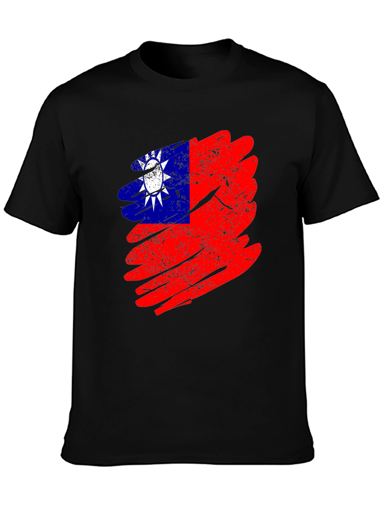 Taiwan Flag Grunge Style Mens Black T-Shirt