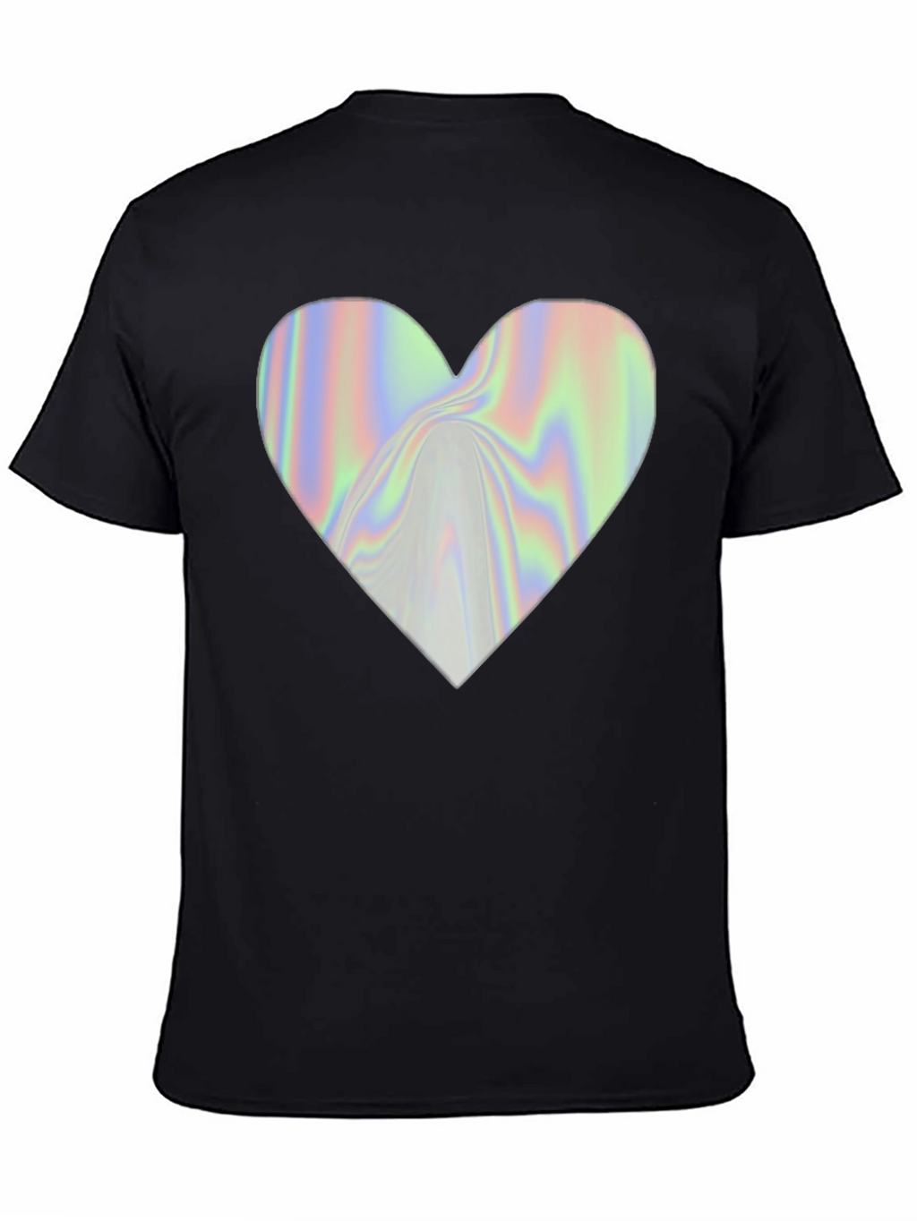 Holographic Heart Graphic Black T-Shirt