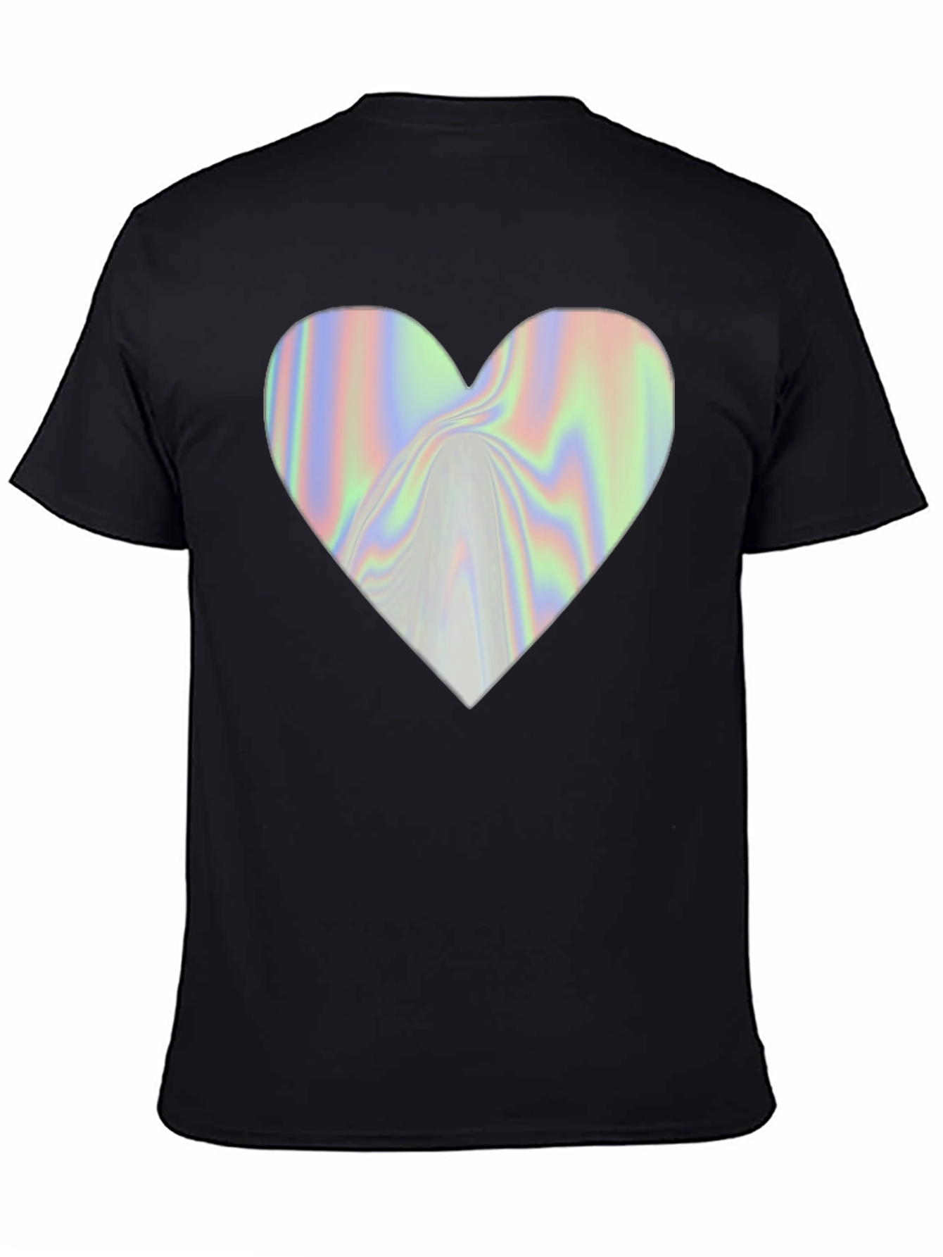 Holographic Heart Graphic Black T-Shirt