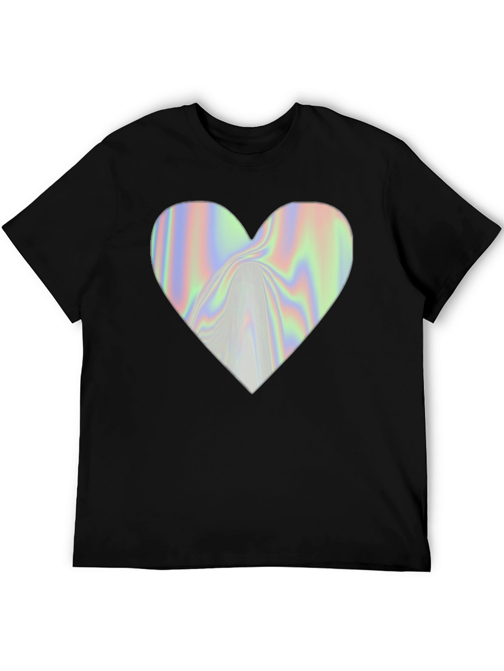 Holographic Heart Graphic Black T-Shirt