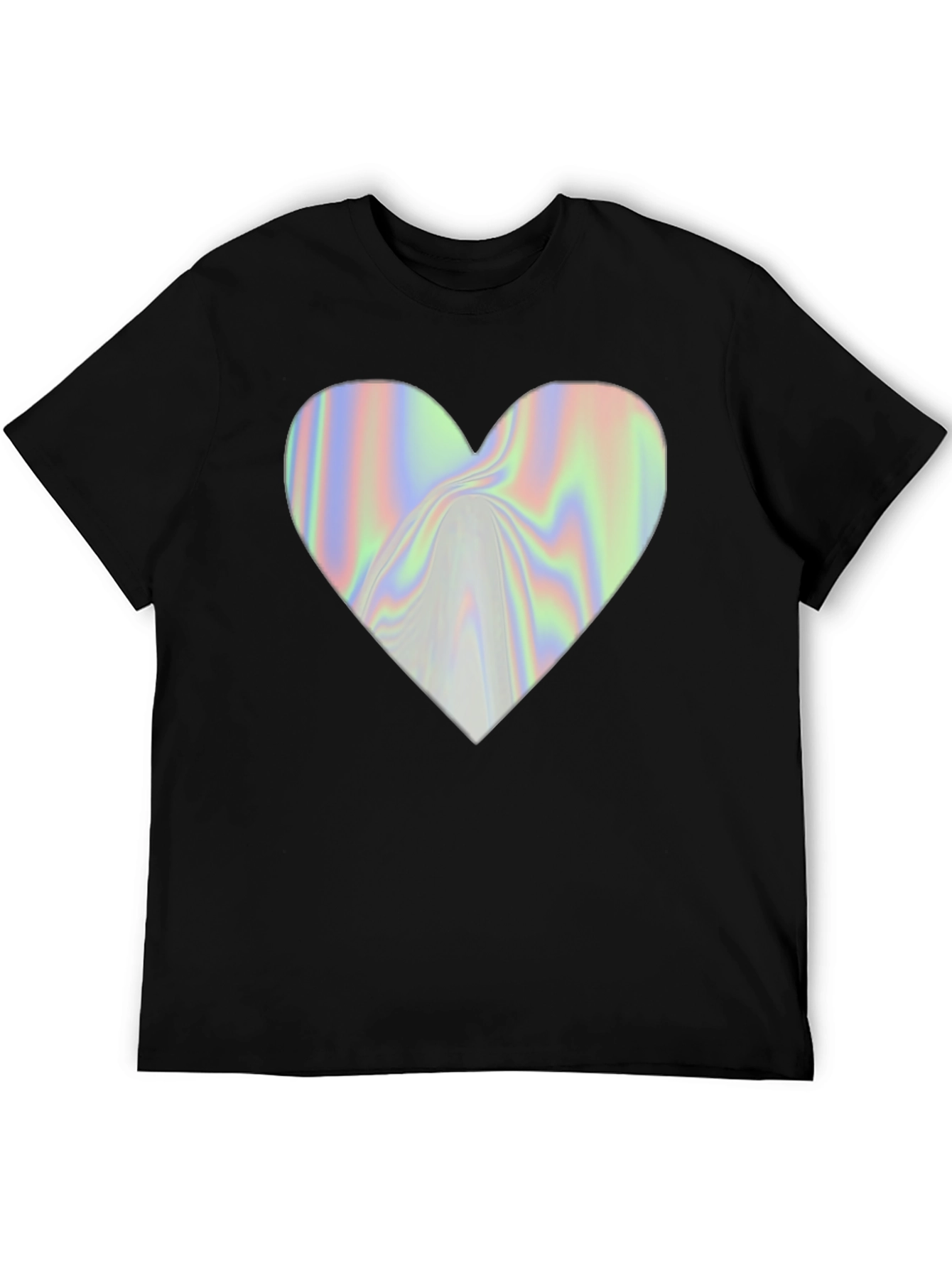 Holographic Heart Graphic Black T-Shirt