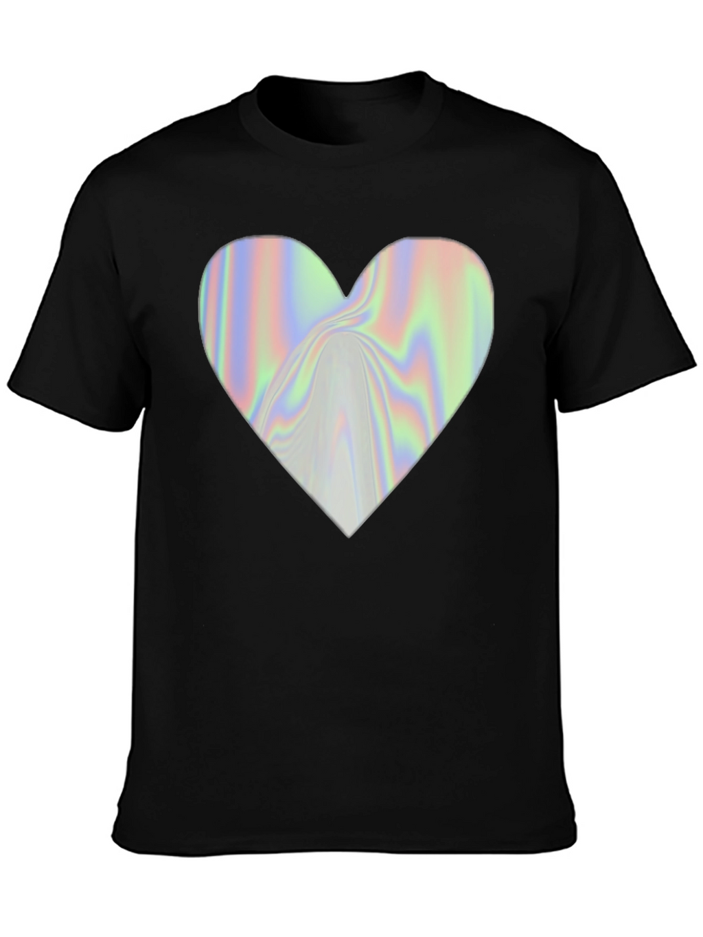 Holographic Heart Graphic Black T-Shirt