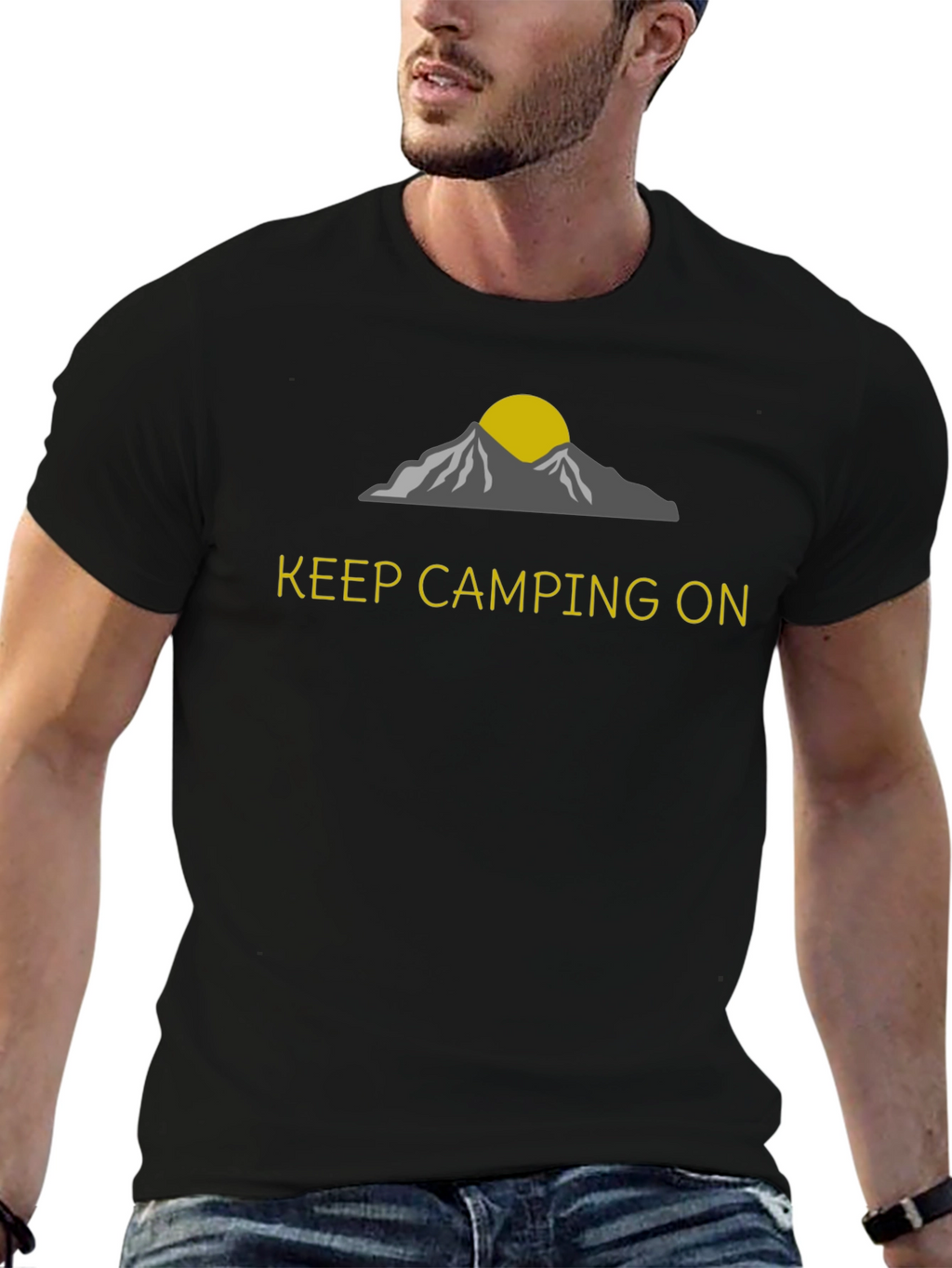 Keep Camping On Black Graphic T-Shirt